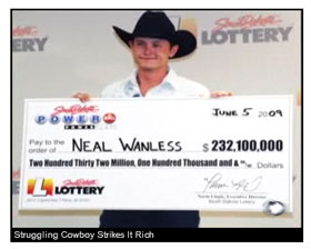 23 year old cowboy LOTTERY WINNER Neal Wanless struck gold with the ...